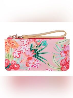 Spartina 449 Pink Floral Wristlet with Gold Strap